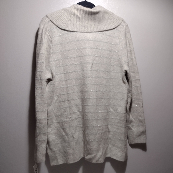 Style & Co Tan and Silver striped Cowl Neck Sweater - Picture 3 of 12